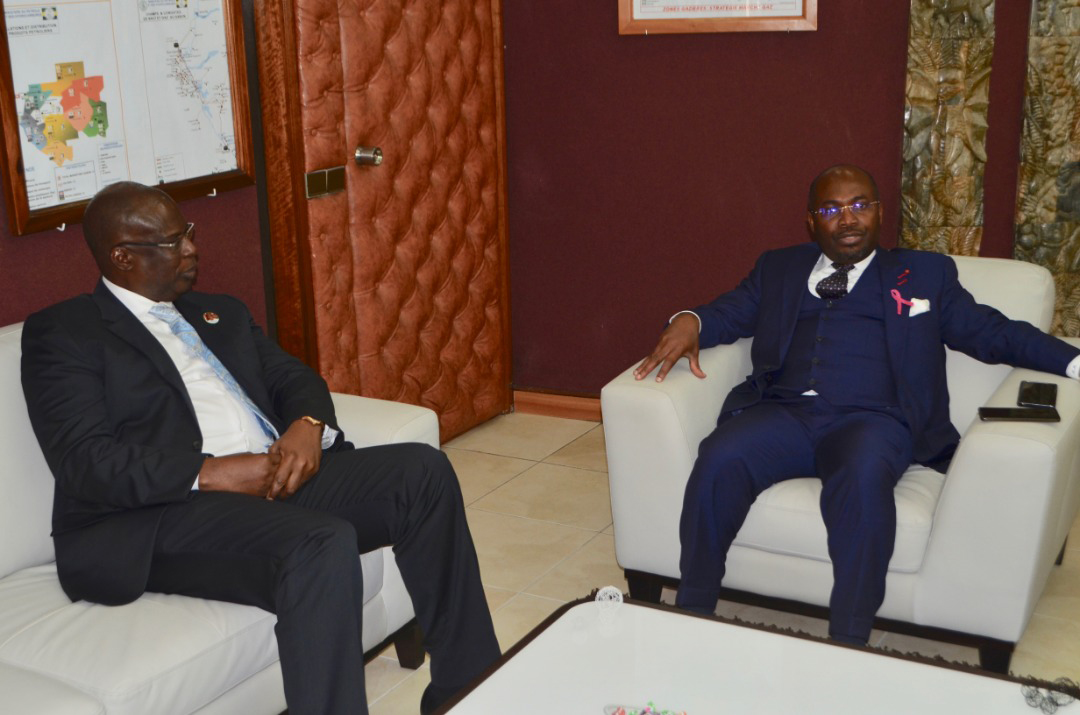 Le ministre, Noël Mboumba devisant avec son homologue nigérian, Silva Timipre.