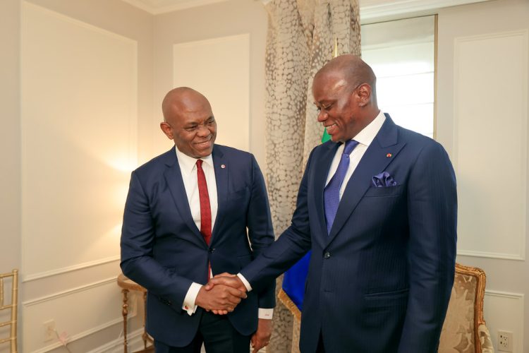 Le Général Brice Clotaire Oligui Nguema et Tony Elumelu, PDG du Groupe bancaire United Bank for Africa (UBA).